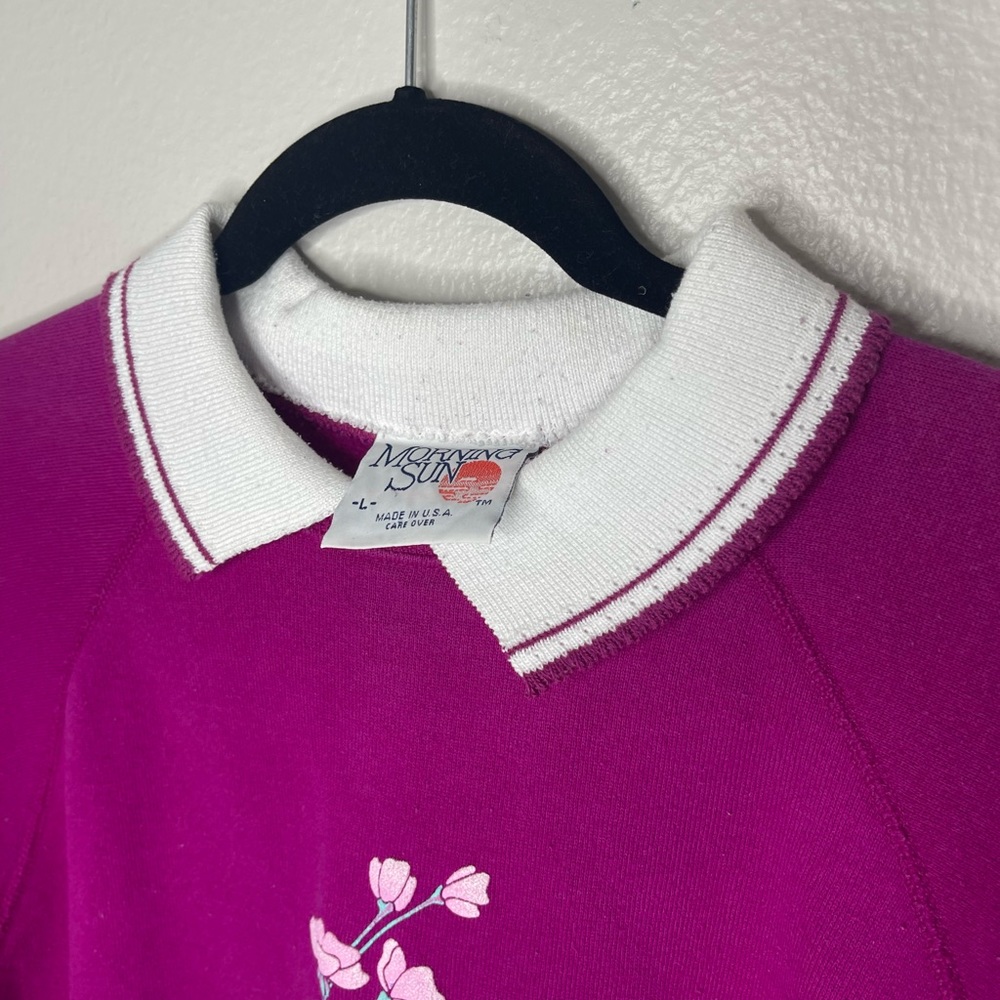 Vintage Morning Sun Purple Floral Sweater Large - Picture 3 of 5